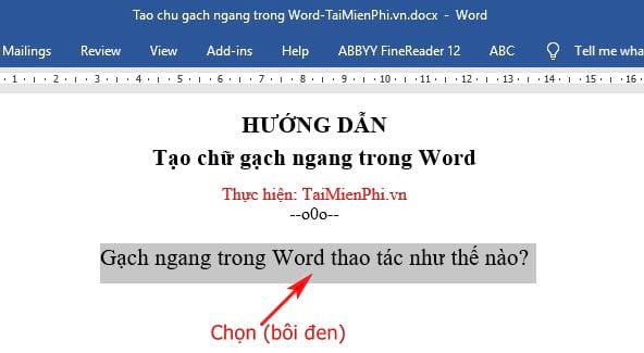 Hướng dẫn tạo chữ gạch ngang trong Word