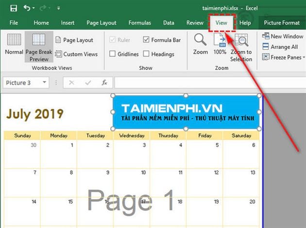 Hướng dẫn xóa chữ chìm, chữ Page 1, Page 2 trong Excel