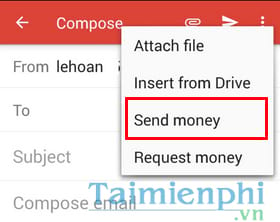 Gửi và nhận tiền thông qua ứng dụng Gmail trên di động