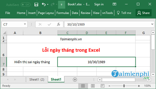 loi ngay thang trong Excel