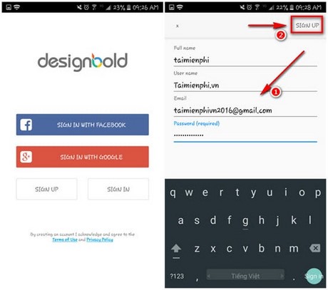 Hướng dẫn sử dụng DesignBold trên Android