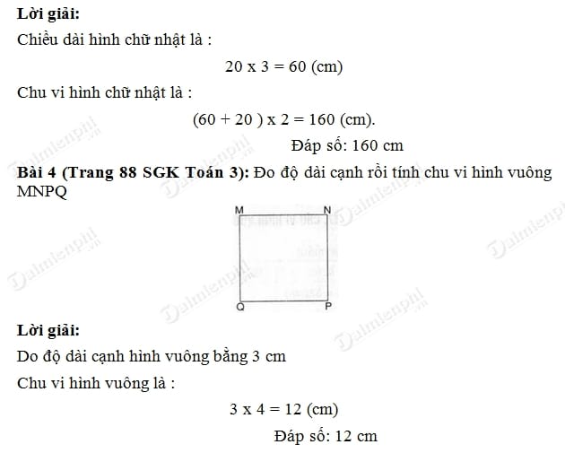 Giải bài tập trang 88 SGK toán 3