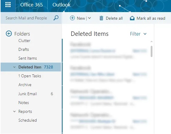 Khôi phục các email đã xóa trong Office 365
