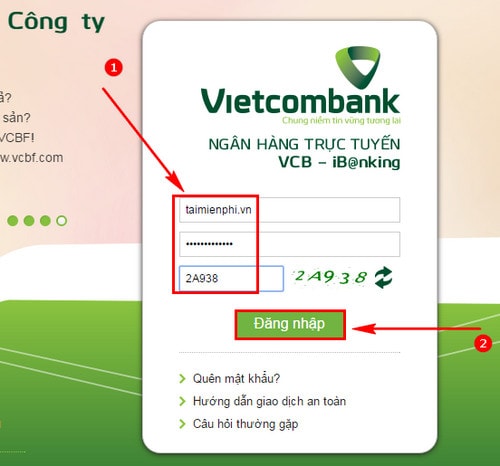 vietcombank online tren internet