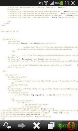 Mẹo xem mã html của website bằng Opera Mini