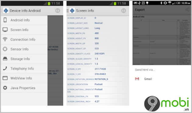 device info android app to view the fastest mobile phone screen 