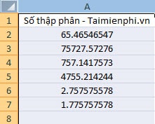 lam tron so thap phan trong excel