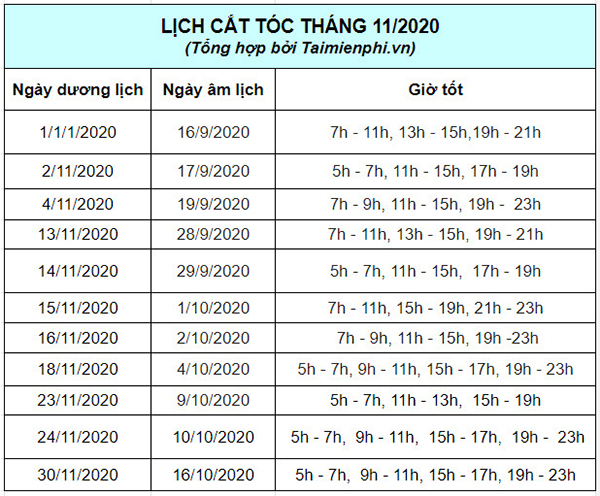 lich cat toc thang 11 2020 2