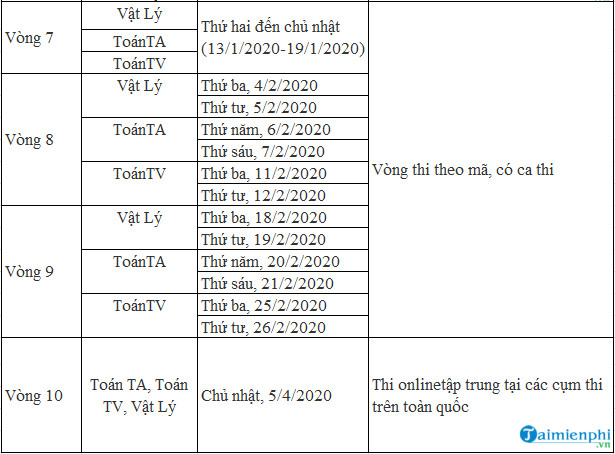 Lich thi volympic 11