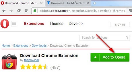 Cài đặt tiện ích mở rộng của Chrome lên Opera và ngược lại