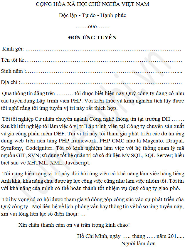 Mẫu Email xin việc làm chuẩn, thư xin việc