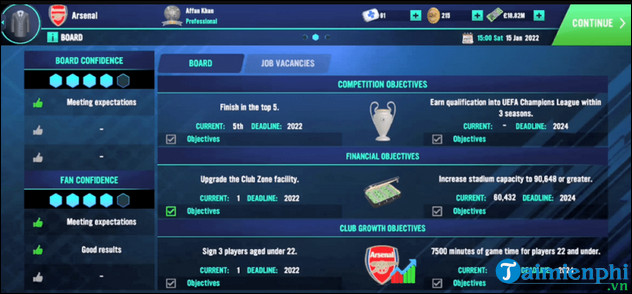 meo choi soccer manager 2022 cho nguoi moi tren Android