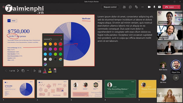 microsoft teams ho tro kha nang chu thich trong powerpoint live