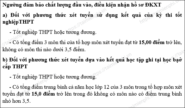 nguong dam bao chat luong dau vao trong dai hoc luong the vinh
