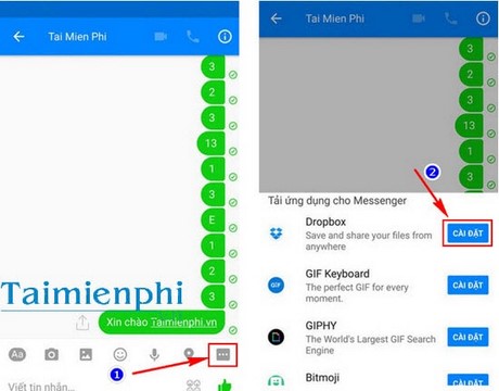 Chia sẻ file Dropbox trong Facebook Messenger