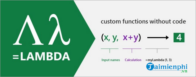 nguoi dung hien co the tao cac ham excel tuy chinh bang lambda