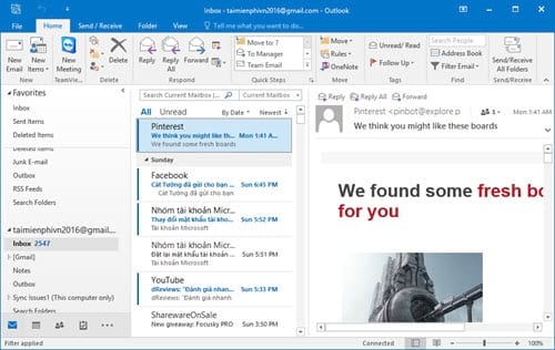 huong dan danh dau email da doc tren microsoft outlook 2