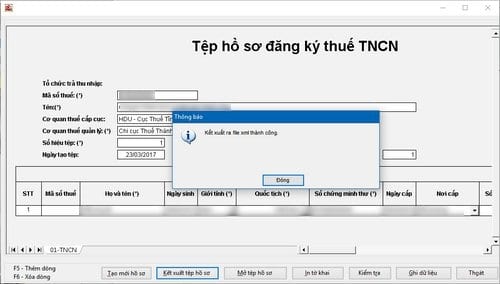 Cách tạo tờ khai đăng ký mã số thuế TNCN trên QTTNCN qua máy tính