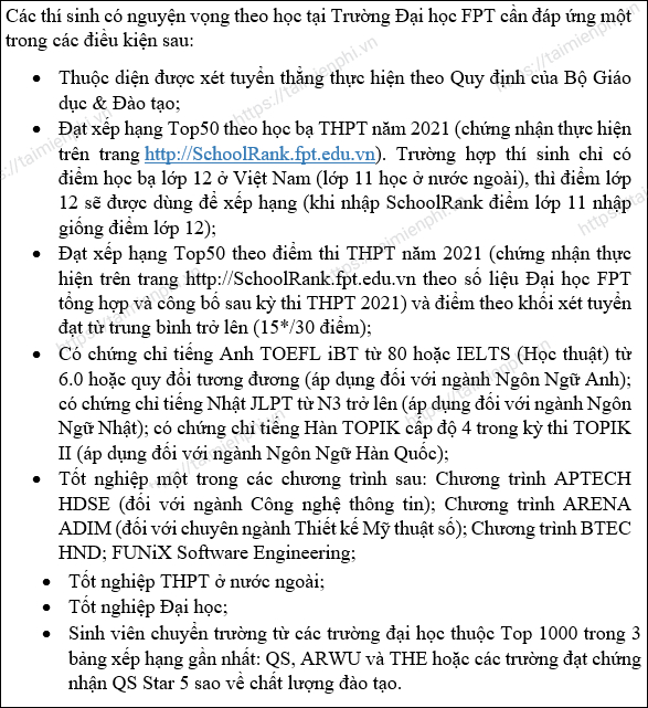 phuong thuc tuyen sinh dai hoc fpt nam 2021