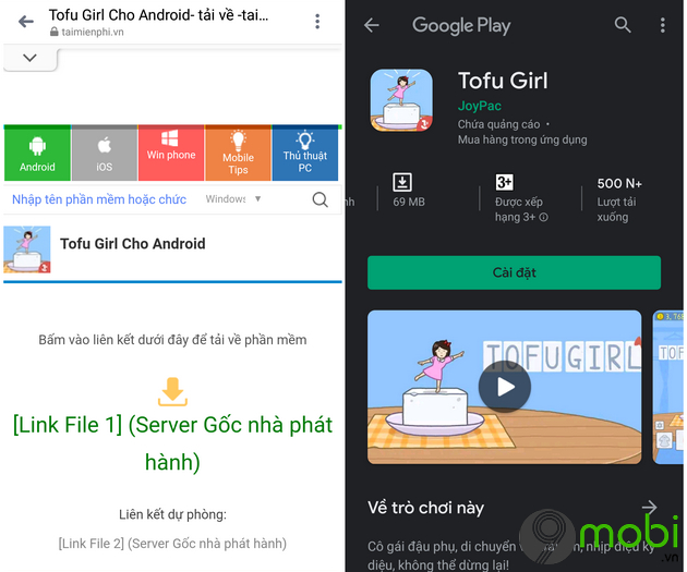 huong dan tai game tofu girl