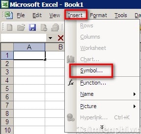 Cách chèn ký tự đặc biệt trong Excel