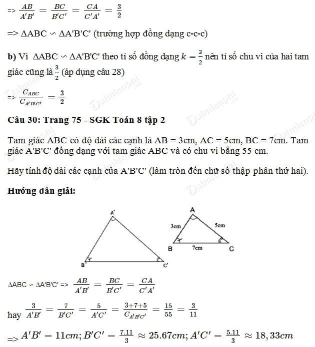 Giải bài tập trang 74, 75 SGK Toán 8 Tập 2