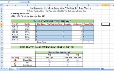 nội dung excel
