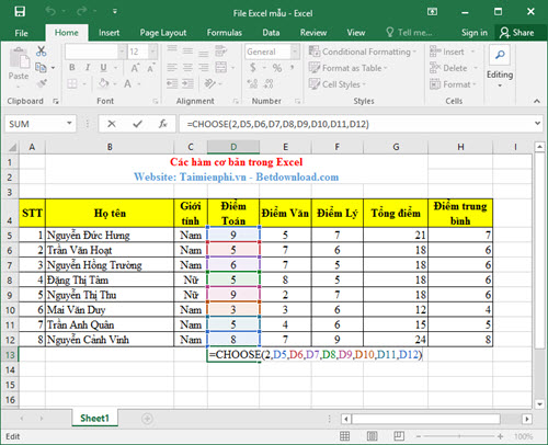 cac ham nang cao trong excel co vi du cu the