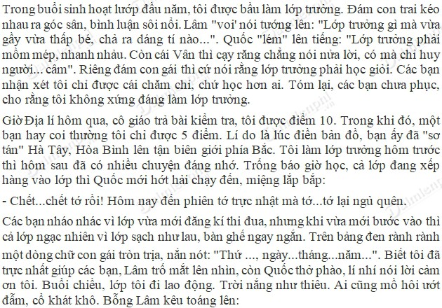 Soạn bài Kể chuyện: Lớp trưởng lớp tôi trang 112 SGK Tiếng Việt 5