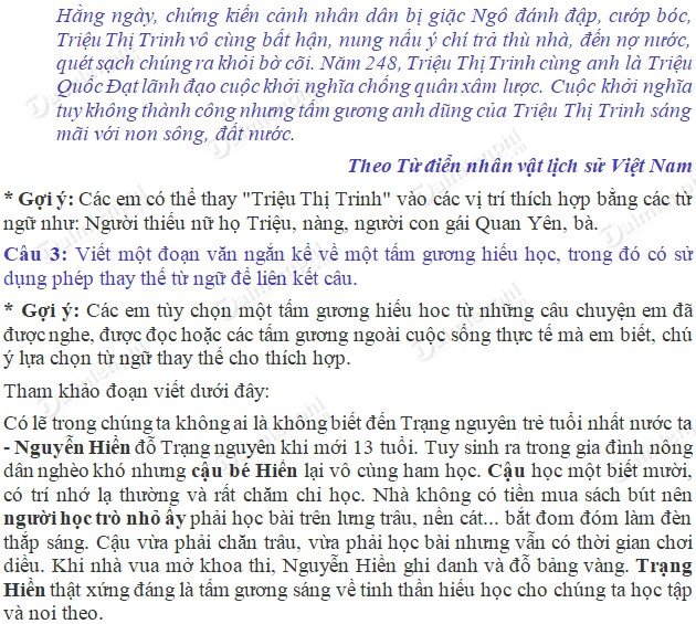 Soạn bài Luyện từ và câu: Luyện tập thay thế từ ngữ để liên kết câu trang 86 SGK Tiếng Việt 5 tập 2