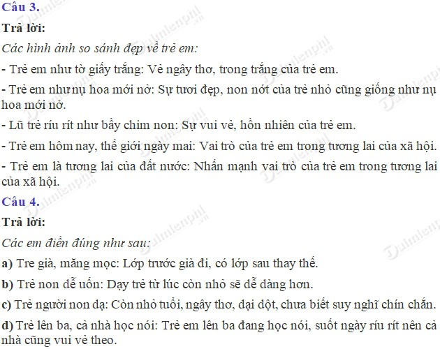Soạn bài Luyện từ và câu: Mở rộng vốn từ Trẻ em trang 147 SGK Tiếng Việt 5