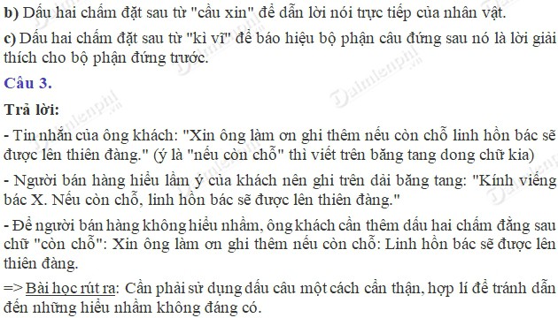 Soạn bài Luyện từ và câu: Ôn tập về dấu câu (Dấu hai chấm) trang 143 SGK Tiếng Việt 5