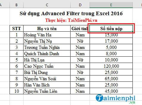 su dung advanced filter trong excel 2016 2