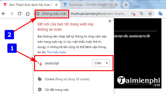 Sửa lỗi không xem được video Youtube trên Chrome, Cốc Cốc, lỗi JavaScript