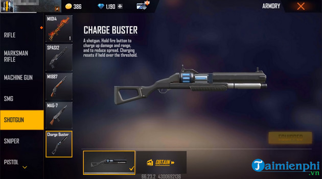 charge buster free fire ob32