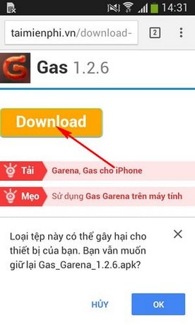 huong dan download Gas Garena cho Android