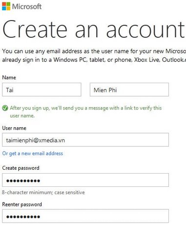 Set up a Microsoft account.