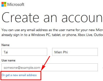 Tạo tài khoản Hotmail