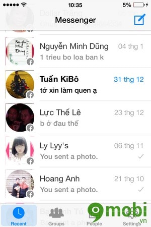 chan thong bao Facebook Messenger