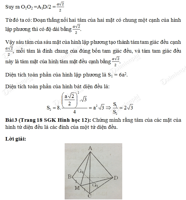Giải toán lớp 12 Bài 1, 2, 3, 4 trang 18 SGK Hình Học - Khối đa diện lồi và khối đa diện đều