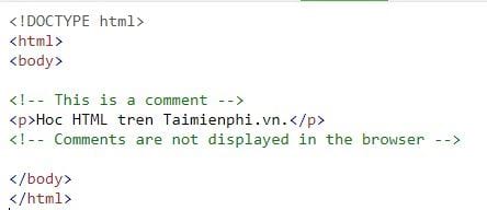 Thẻ comment trong HTML, tạo chú thích bằng HTML