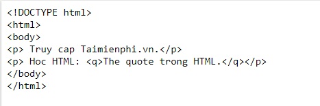 Thẻ quote trong HTML, cú pháp, ví dụ minh họa