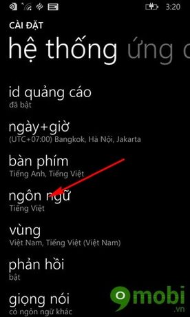 cach doi ngon ngu tren Lumia