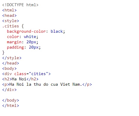 thuoc tinh class trong html