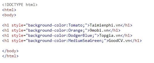 thuoc tinh color trong html