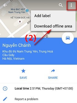 Lưu bản đồ offline trên Google Map