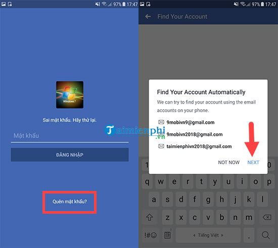 Cách lấy lại mật khẩu Facebook trên điện thoại Android