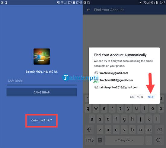 cach lay lai mat khau facebook tren dien thoai android 2