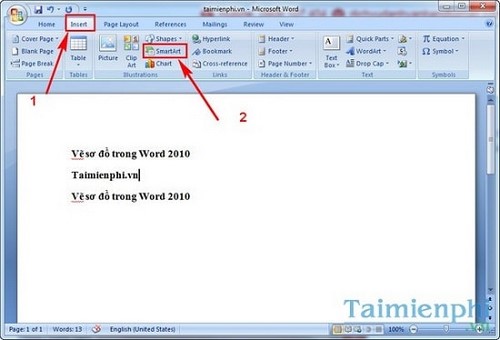 Cách vẽ sơ đồ trong Word 2010, sơ đồ quy trình, đoạn thẳng, tổ chức