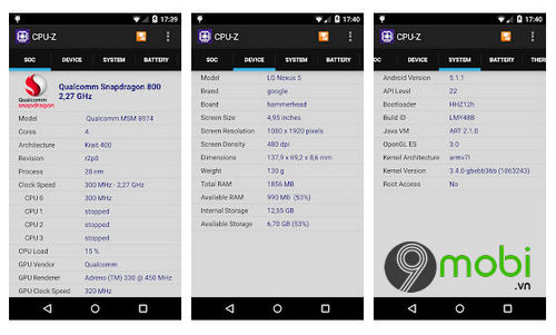 cpu z easy to see the fastest phone screen 